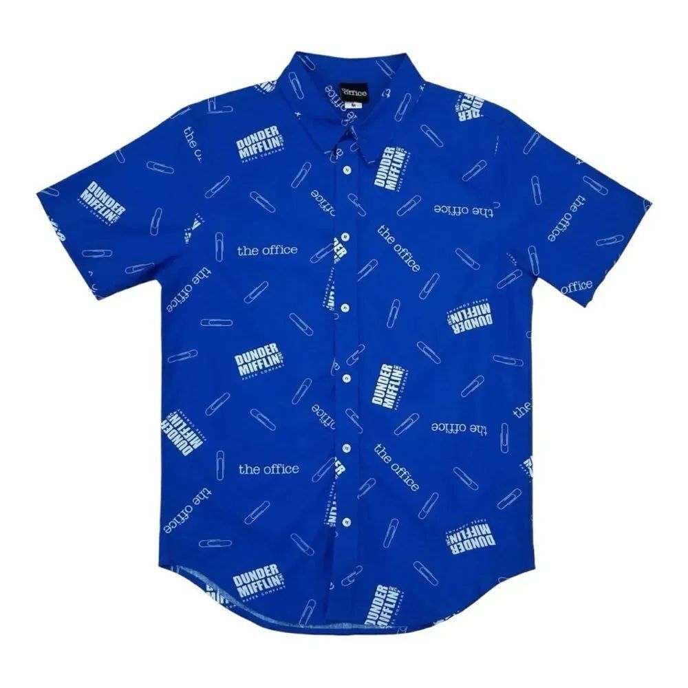 The Office Dunder Mifflin Mens Blue Button Up Shirt 2XL
